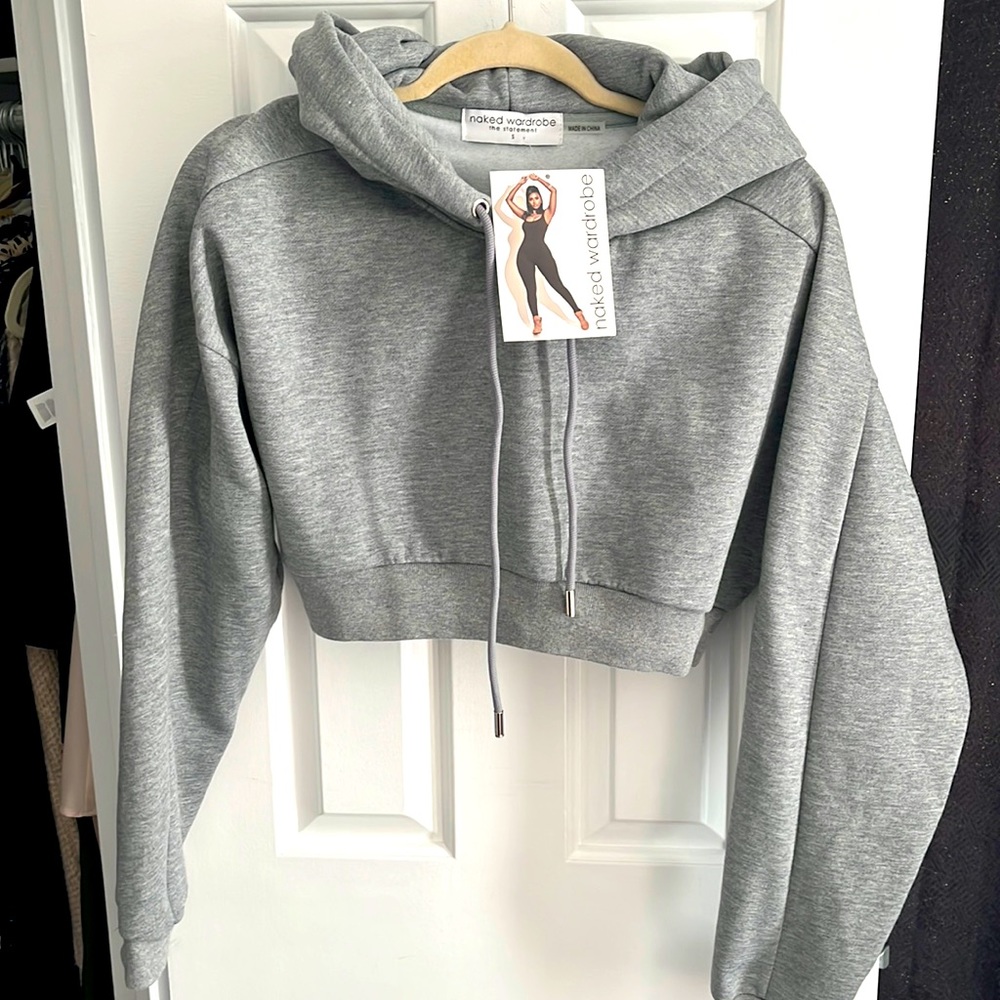 Naked Wardrobe Cropped Drawstring Hoodie